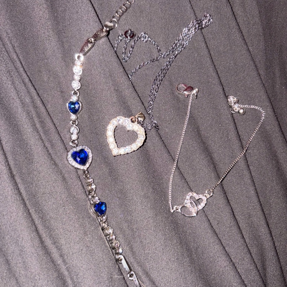 Elegant Silver and Blue Heart Jewelry Set